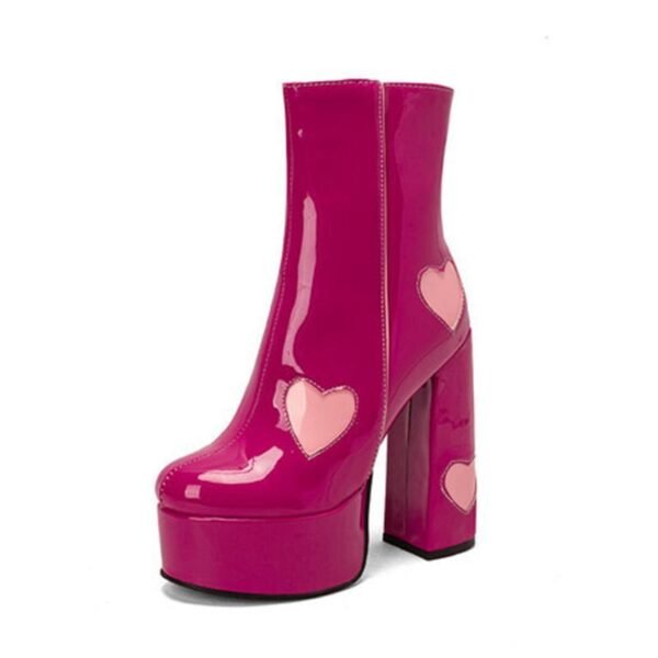 Autumn And Winter Water Platform Super High Heel Heart Ankle Boots - Image 7