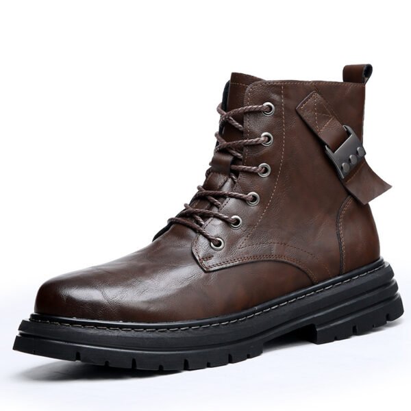 Autumn And Winter Cowhide Casual Men's Boots Thick Bottom Round Toe Warm - Image 6