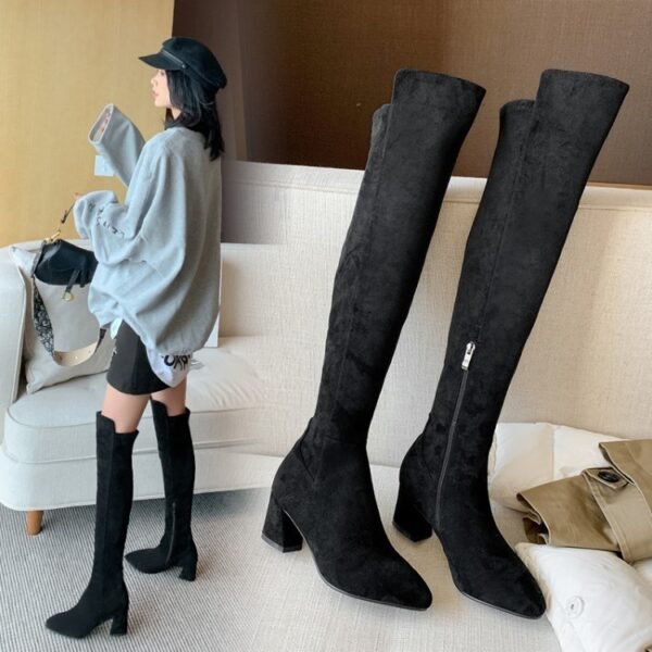 Women's Winter Fleece Over-the-knee Boots High-top Elastic Boots - Image 3