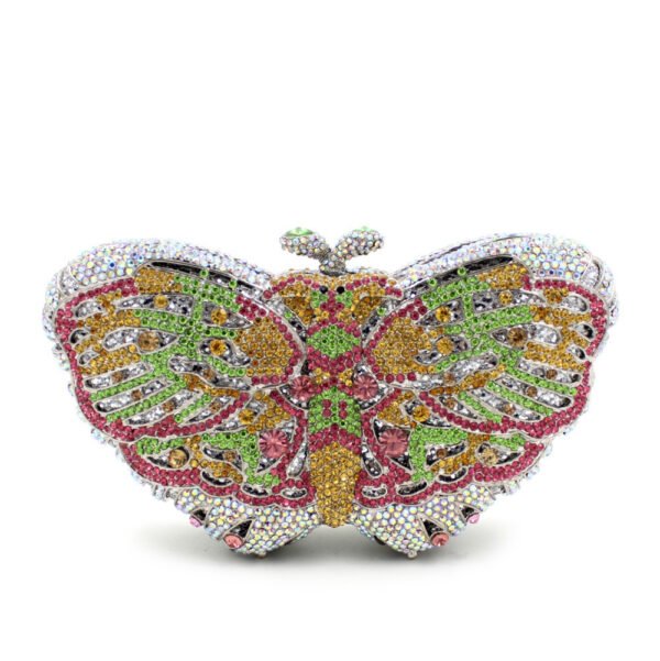 Women's Handmade Diamond Butterfly Shaped Chain Clutch - Image 9