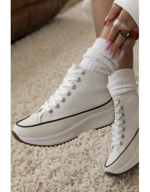 Women's Platform High Top Canvas Shoes - Image 4