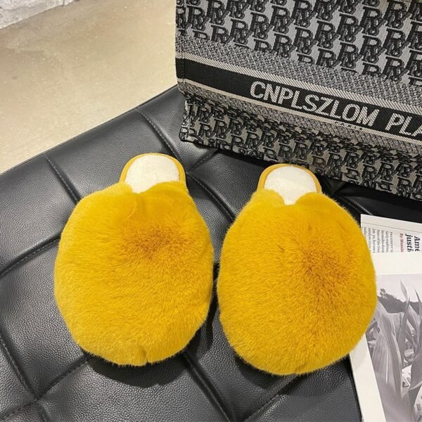 Women's Flat Bottom Half Slippers With Fur Toe Head - Image 5