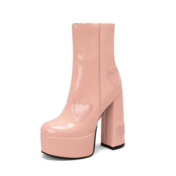 Autumn And Winter Water Platform Super High Heel Heart Ankle Boots - Image 6