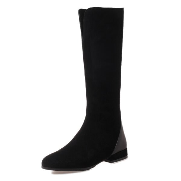 Women's New Leather Scrub Thick Heel High Boots - Image 5