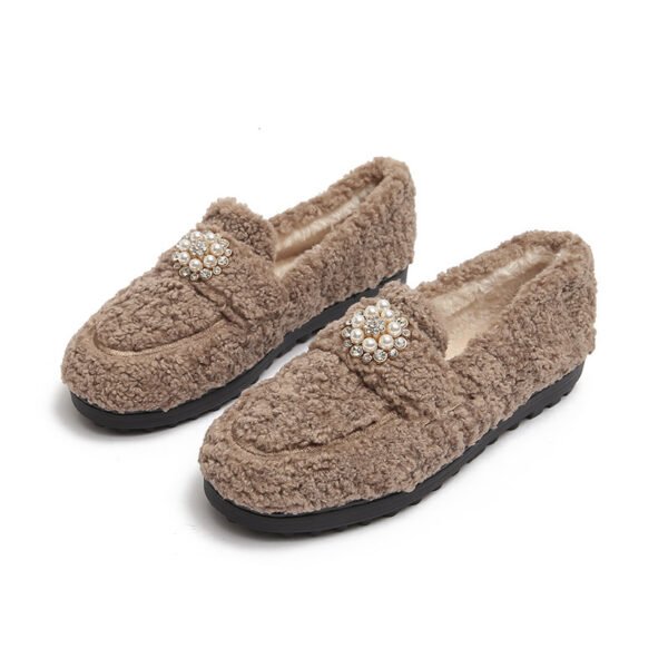 Women's Outdoor Shoes Autumn And Winter Lamb Wool Flat Bottom Slip-on Thick Bottom Plus Size - Image 5