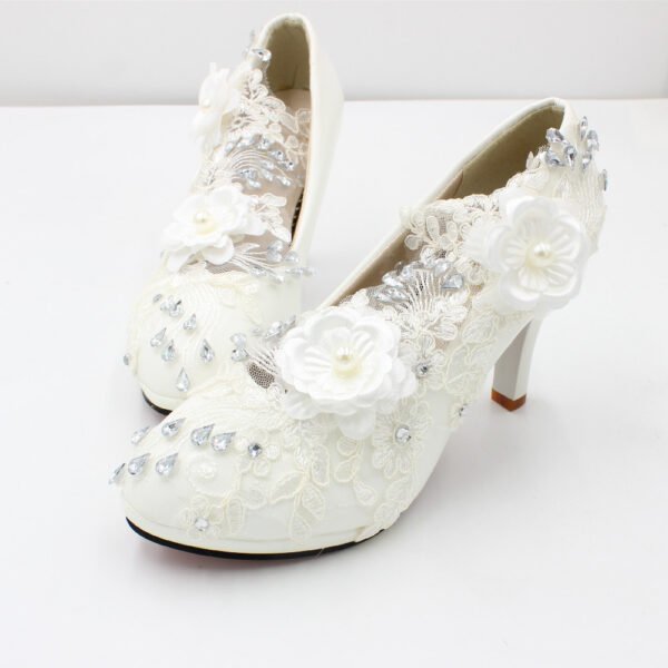 Women's White Lace High-heeled Shoes