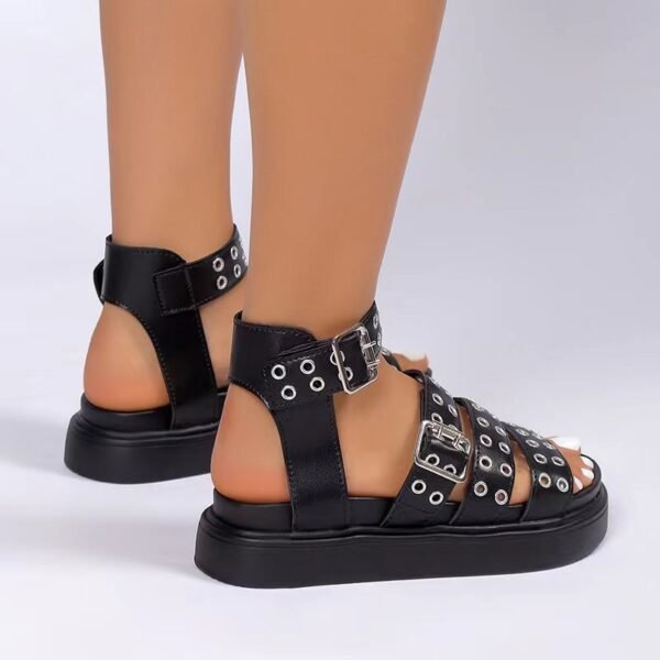 Women's Open Toe Thick Bottom Outdoor Rivet Button Sandals - Image 10