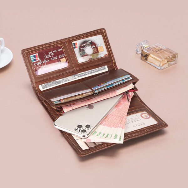 Women's Long Leather Fashion Retro Large-capacity Ladies Wallet - Image 5