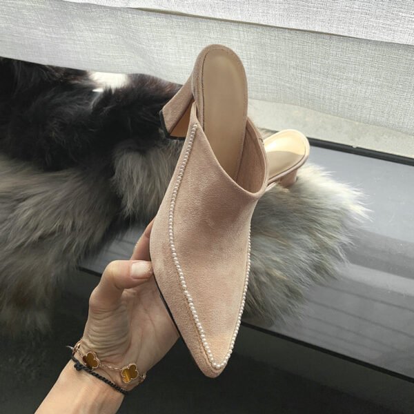 Baotou Half Slippers Women's Outer Wear Half Support Thick-heeled High-heeled Shoes All-match Pointed Toe - Image 8