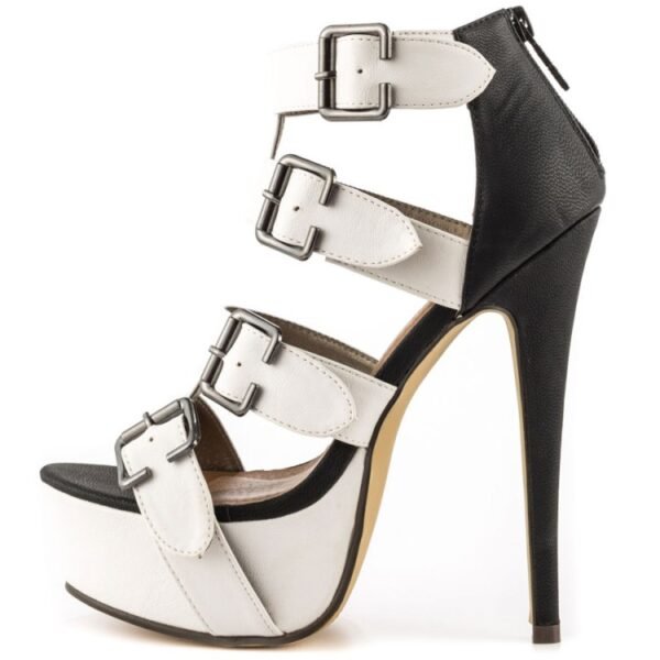 Belt Buckle Platform High Heel Roman Sandals - Image 2