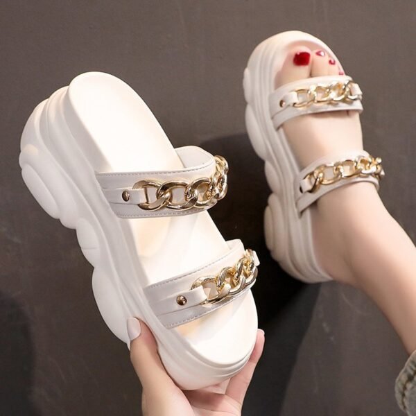 Women's Platform Chain Booster Slip-On Slippers - Image 3