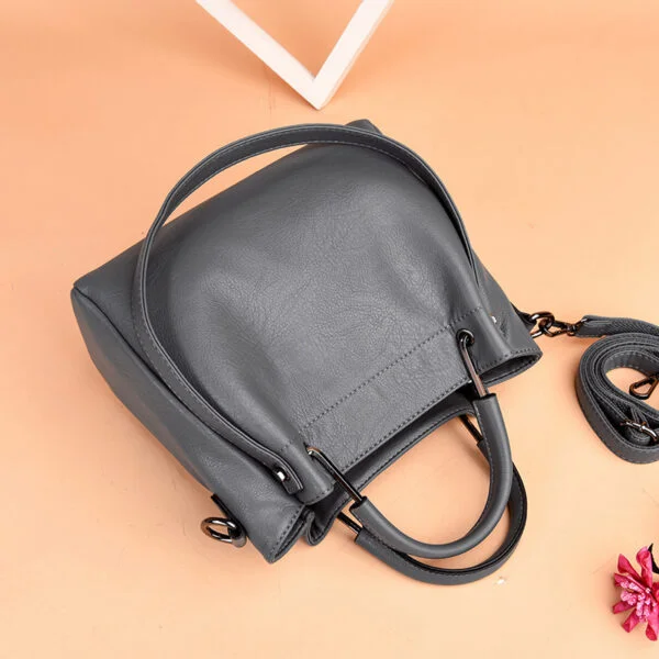 Bags Handbags Korean Fashion Women's Bags Soft Leather Retro Bucket Bag Handbag - Image 2