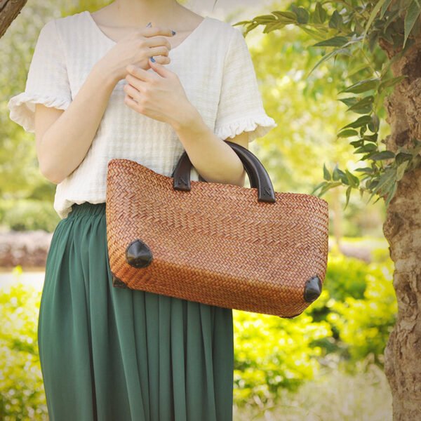 Women's Handbag Retro Storage Rattan Straw Bag Travel - Image 5