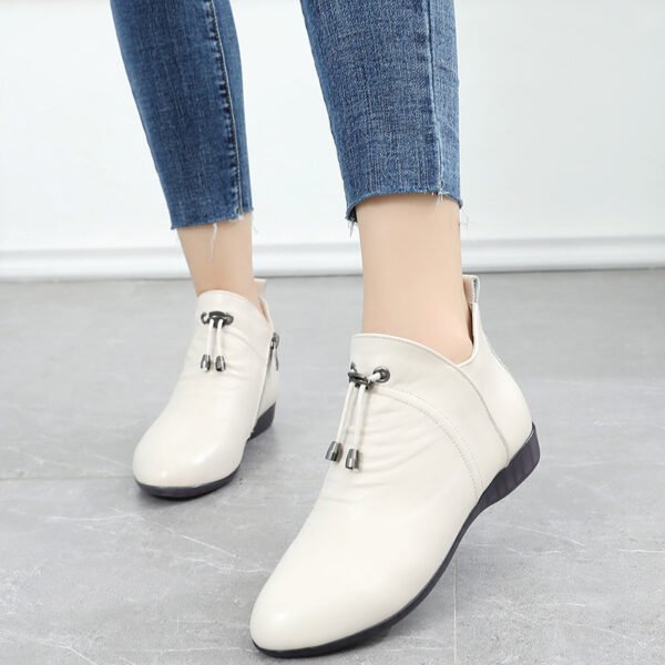 Women's High Top Leather Soft-soled Cotton Flat Boots - Image 3