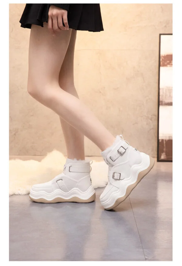 Woolen Cotton Thick Bottom Elevator Shoes Student Sports High Top - Image 9