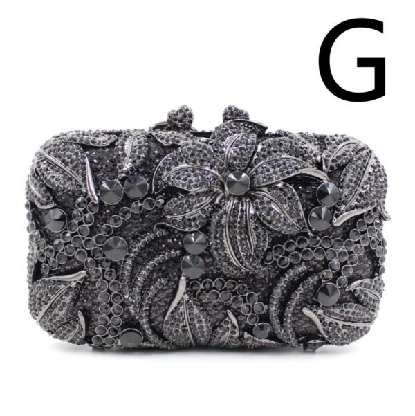 Women's Flower Color Rhinestone Hollow Clutch - Image 4