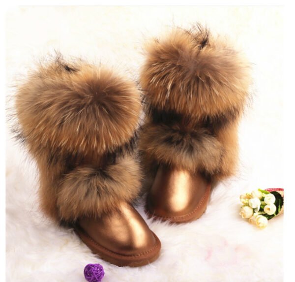 Women's Winter Mid-calf Fox Fur Snow Boots - Image 3