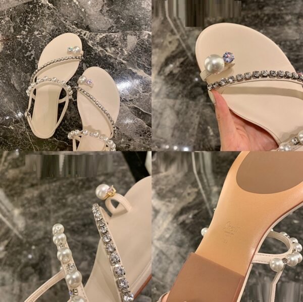 Women's Rhinestone Pearl Thong Flat Sandals - Image 7