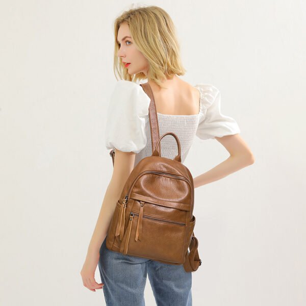 Women's Large-capacity New Fashion Soft Leather Backpack - Image 3