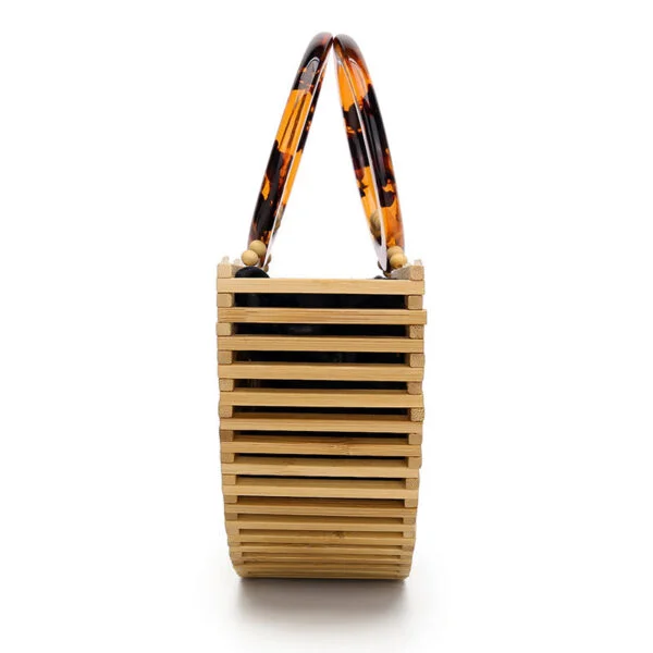 Bamboo Woven Acrylic Portable Retro Beach Bag - Image 6