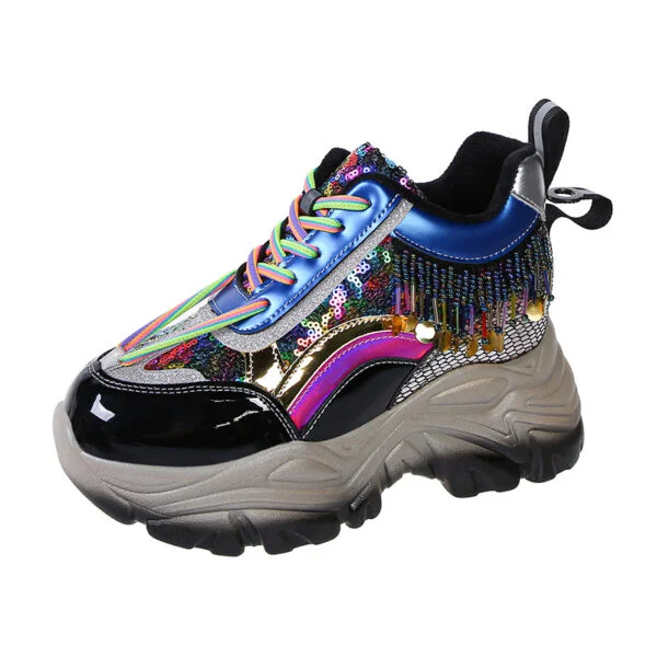 Women's Plush Color Sequin Casual Sports Shoes - Image 2