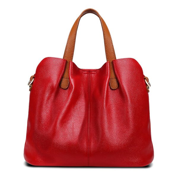 Womens Simple Casual Soft Leather Tote Bag - Image 3