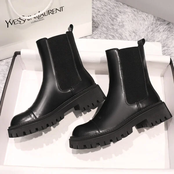 Women's New British Style Leather Platform Boots - Image 6