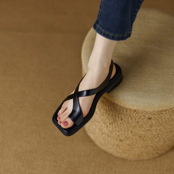 Women's Retro Black Comfortable Roman Shoes - Image 4