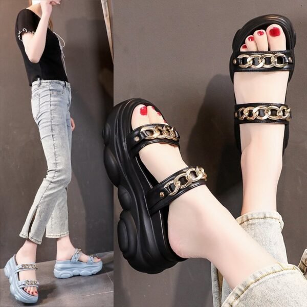 Women's Platform Chain Booster Slip-On Slippers