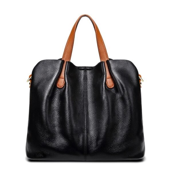 Womens Simple Casual Soft Leather Tote Bag - Image 4