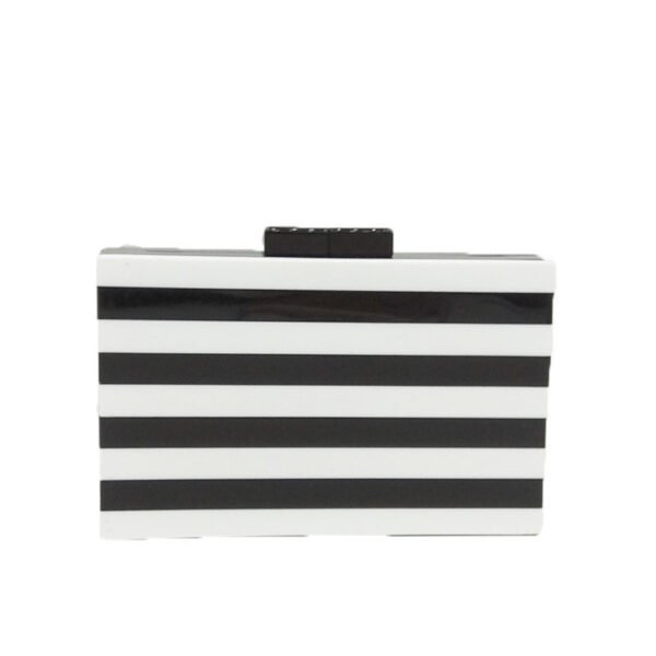 Acrylic Black And White Stripe Stitching Banquet Clutch - Image 2