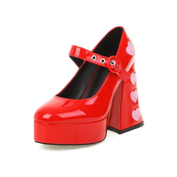 Women's High Heels New Love Stitching Platform Chunky - Image 5