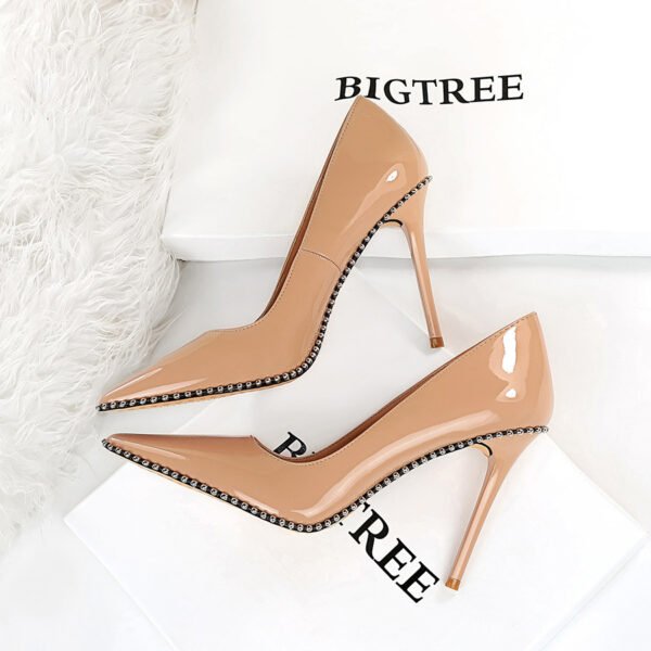 Women's Patent Leather Pumps Pointed Toe High Heels - Image 4