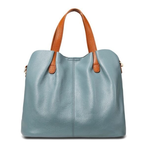 Womens Simple Casual Soft Leather Tote Bag - Image 2