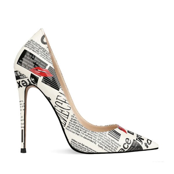 12cm Graffiti Fashion High Heels Women Women's Pointed Toe Stiletto Heels Catwalk Show Shoes - Image 4