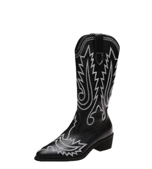 Women's Low Heel Sleeve Western Embroidered Round Toe Boots - Image 7