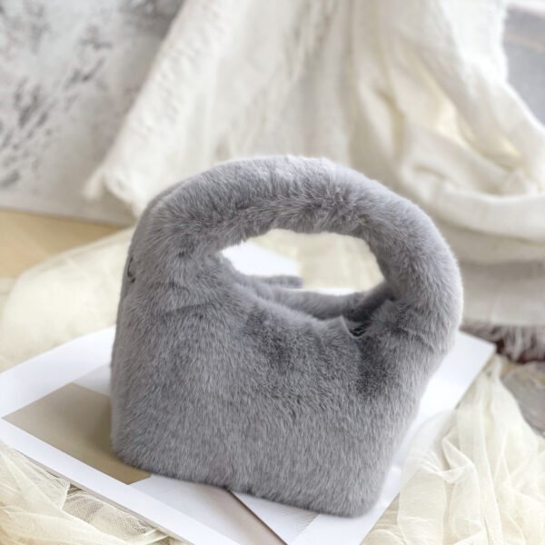 Women's Faux Fur Mink Plush Trapezoidal Wrist Bag - Image 6