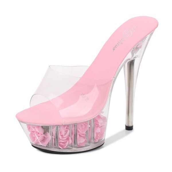 Women's High Heel Slippers With Crystal Sole - Image 8