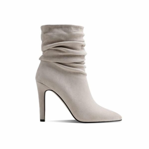 Women's Plus Size Pleated Pile Stiletto High Heel Ankle Boots - Image 7