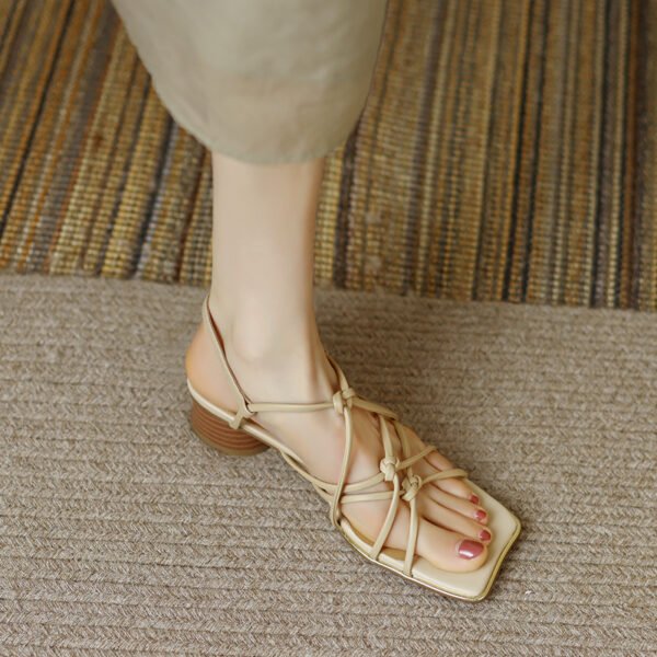 Women's Retro Woven Thin Strap Temperament High Heels - Image 3