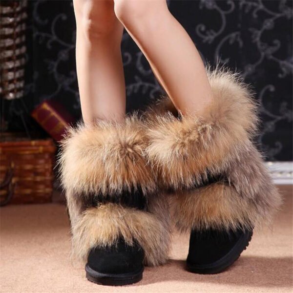 Women's Winter Mid-calf Fox Fur Snow Boots - Image 10