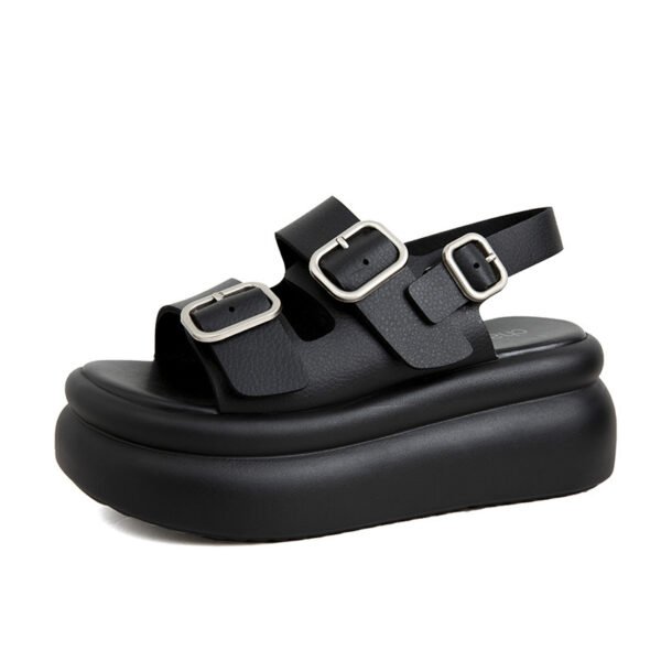 Women's Platform Sandals With Belt Buckle - Image 3