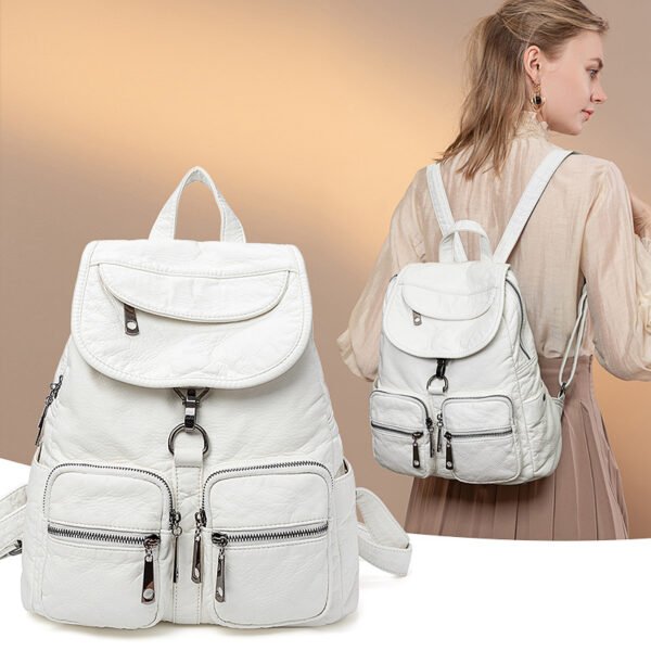 Women's New Washed Leather Casual Large-capacity Fashion Backpack - Image 2