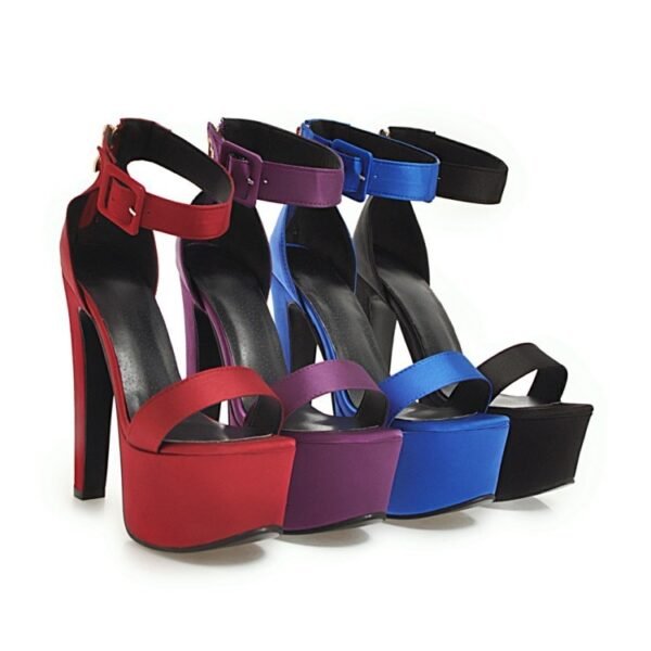 16CM SUPER HEEL PLATFORM SATIN ROMA SANDALS