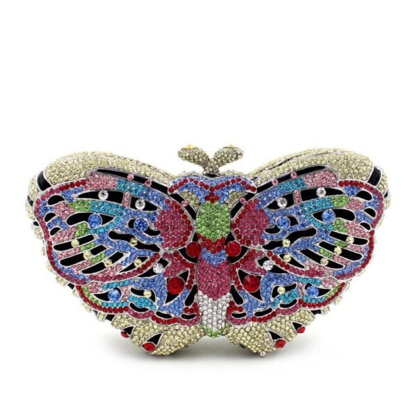 Women's Handmade Diamond Butterfly Shaped Chain Clutch - Image 2