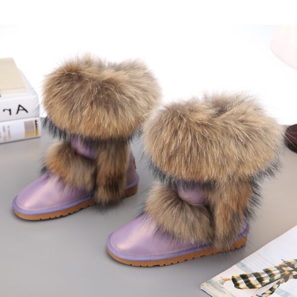 Women's Winter Mid-calf Fox Fur Snow Boots - Image 7