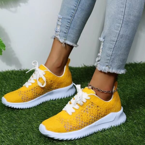 Women's Plus Size Lace-up Hollow Flower Breathable Casual Shoes - Image 6