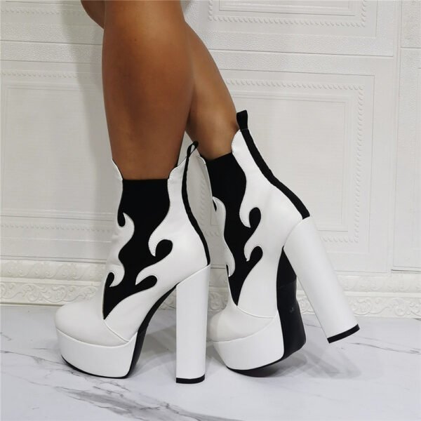 Women's Platform Flame Thick High-heeled Large Size Short Boots - Image 8