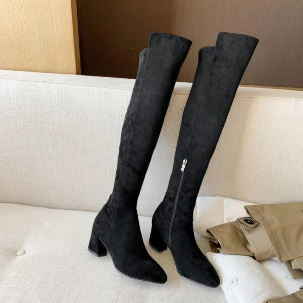 Women's Winter Fleece Over-the-knee Boots High-top Elastic Boots - Image 5