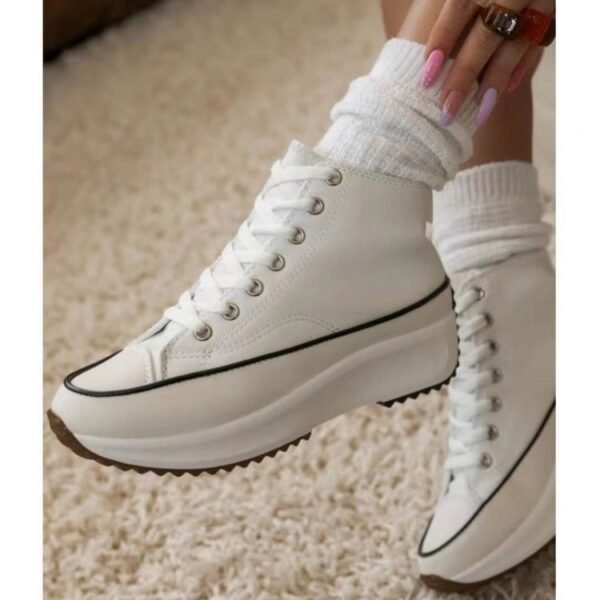 Women's Platform High Top Canvas Shoes - Image 2